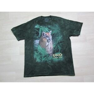 The Mountain T Shirt (XL) UNO One Eyed Cougar Naples Zoo Green Tie Dye USA Made